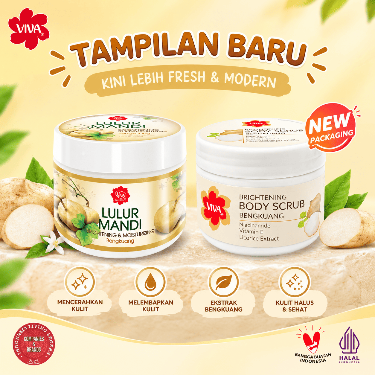 VIVA Lulur Mandi Brightening & Moistuizing Body Scrub 225gr - Bengkuang