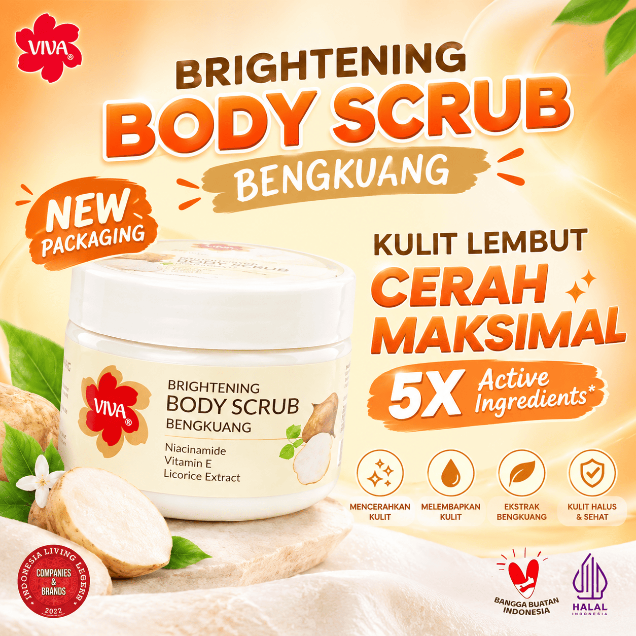 VIVA Lulur Mandi Brightening & Moistuizing Body Scrub 225gr - Bengkuang