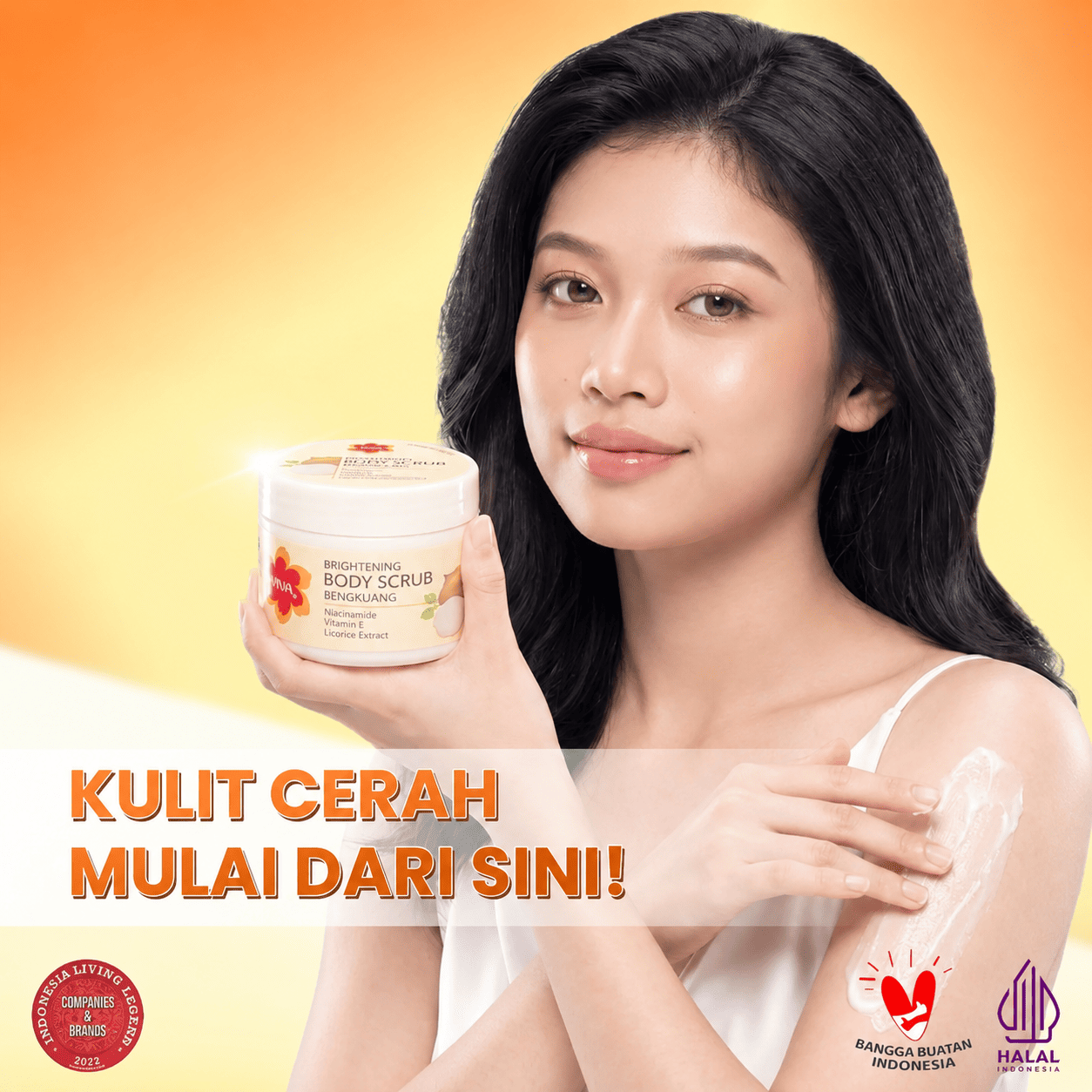 VIVA Lulur Mandi Brightening & Moistuizing Body Scrub 225gr - Bengkuang