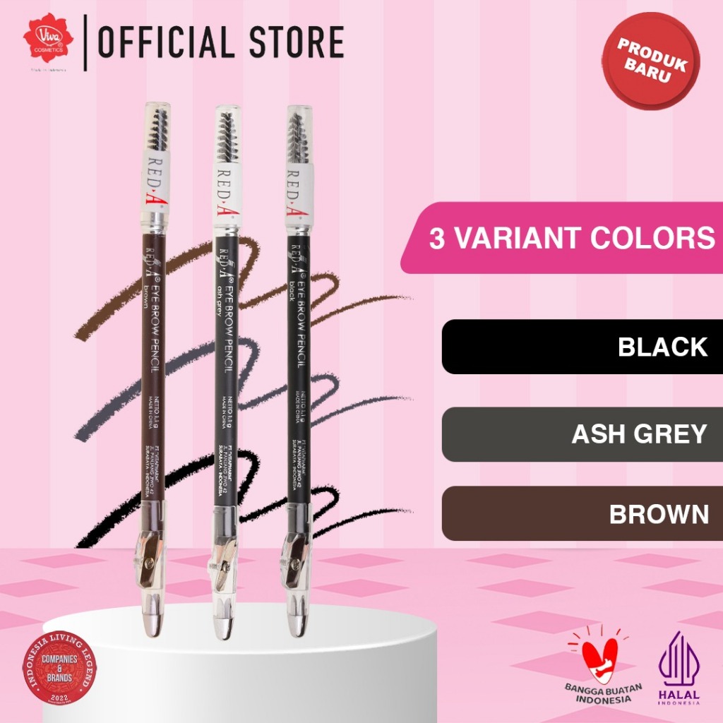 Red-A Eye Brow Pencil 1.1gr (Pensil Alis) - Black