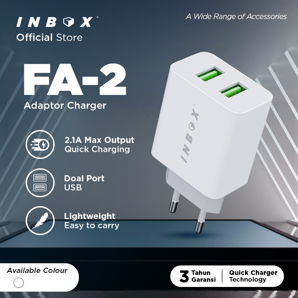 Inbox Adaptor Charger - FA 2 Dual USB Port Output 2.1A