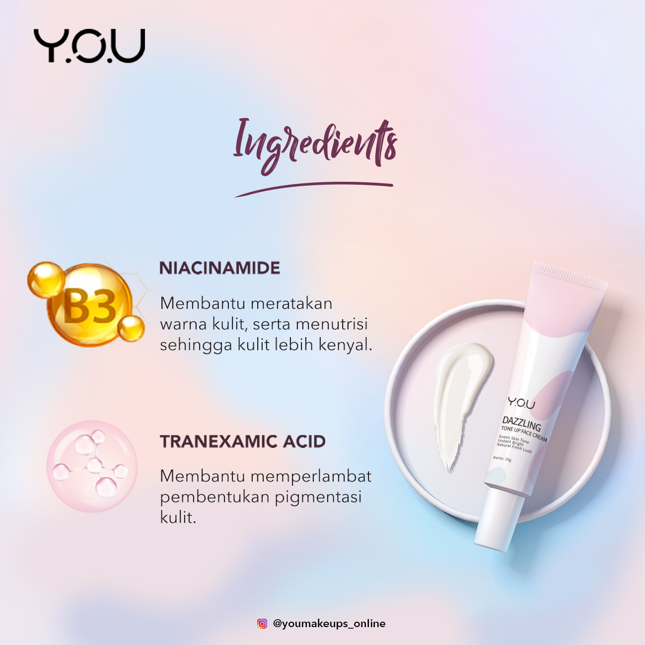 YOU Dazzling Tone Up Face Cream 20gr