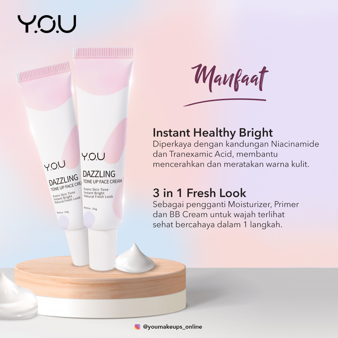 YOU Dazzling Tone Up Face Cream 20gr