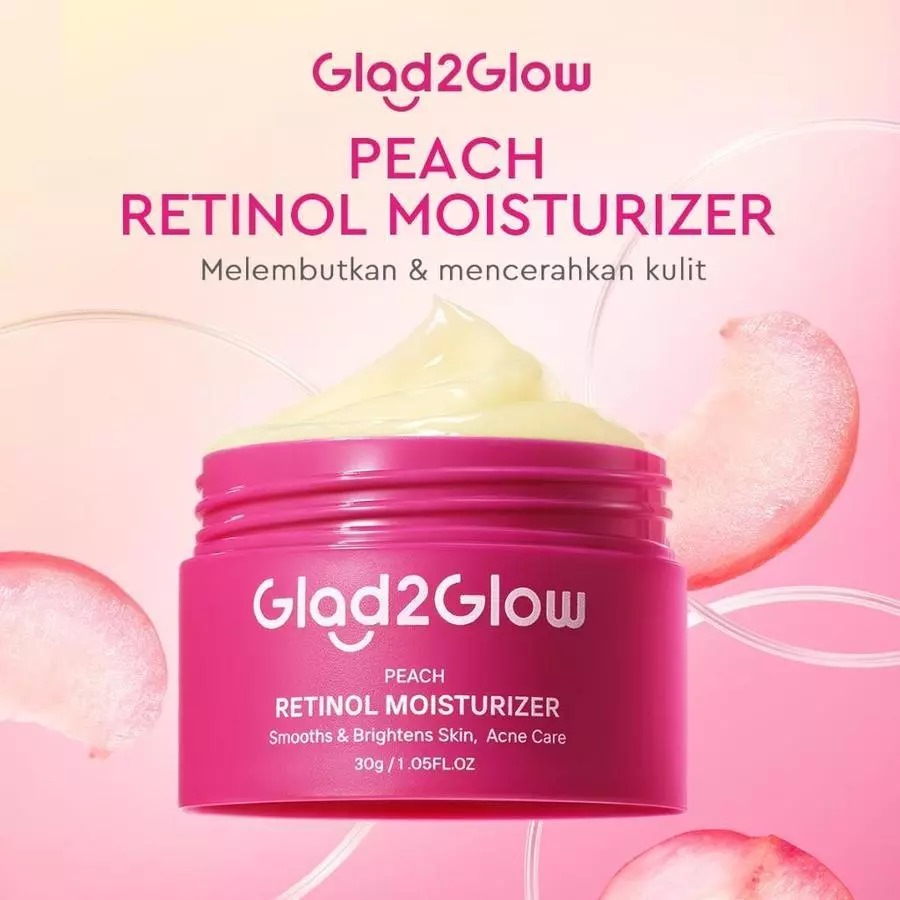 (PAKET) Glad 2 Glow 2in1 Retinol Set -  Peach Retinol Moisturizer 30gr + Peach Retinol Serum 17ml