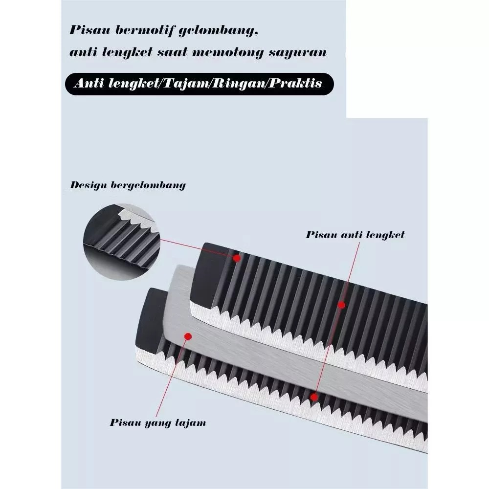 Pisau Set Isi 6pcs Bergerigi - Daily Use Sharp Knives (Pisau Set Dapur Stainless Steel Multifungsi)