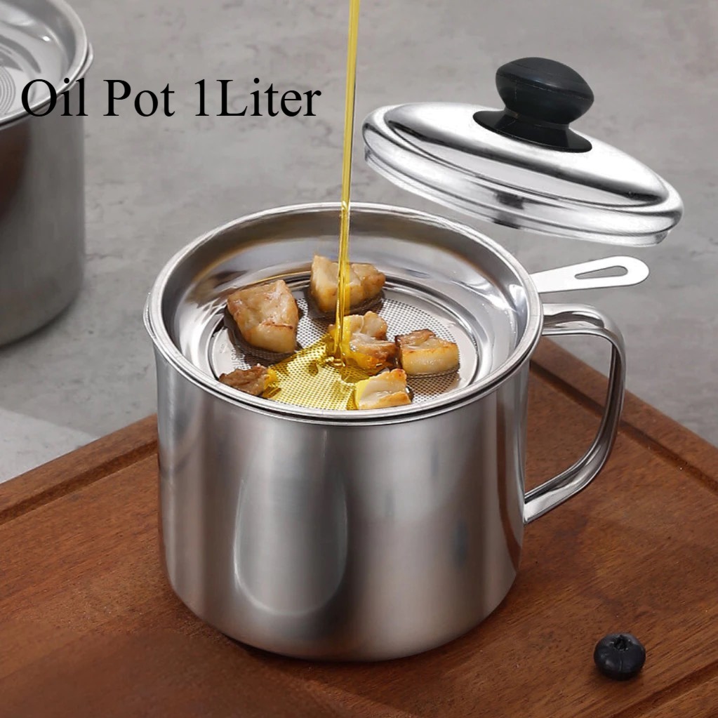 Oil Pot 1Liter - Gelas Saringan Minyak + Tutup