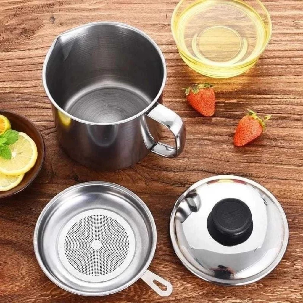 Oil Pot 1Liter - Gelas Saringan Minyak + Tutup