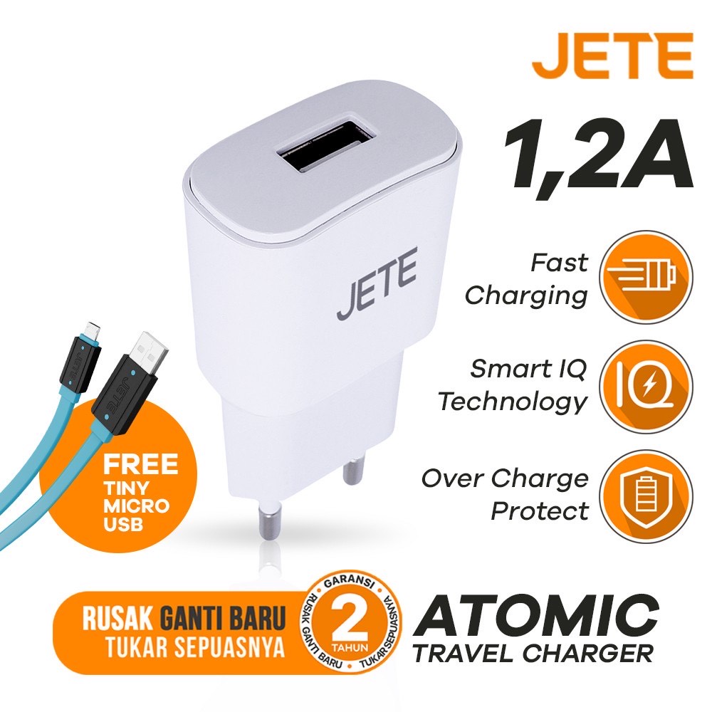 JETE Charger Atomic 1USB 1.2A + Kabel Micro USB JETE Charger Atomic 1USB 1.2A + Kabel Micro USB