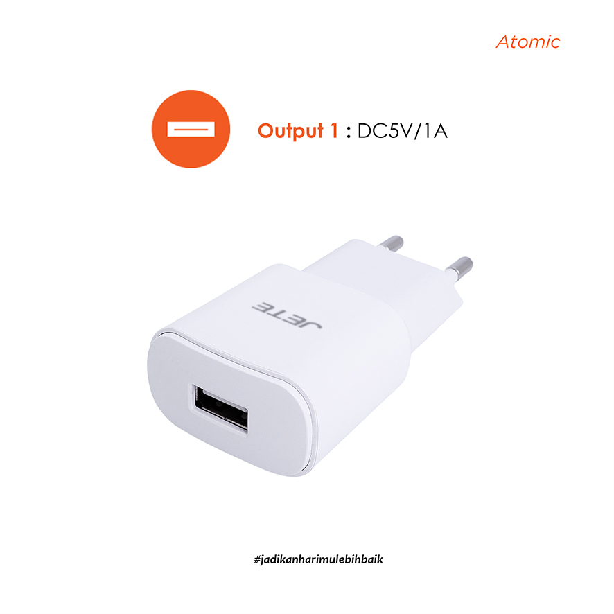 JETE Charger Atomic 1USB 1.2A + Kabel Micro USB