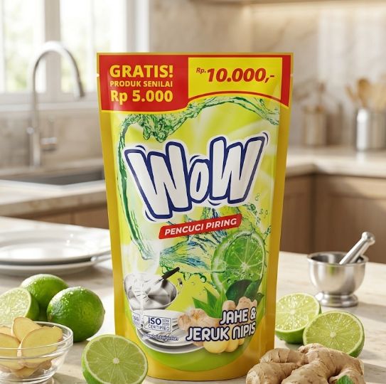 WOW Dishwash Liquid 400ml+175ml - JAHE Jeruk Nipis (Sabun Cuci Piring)