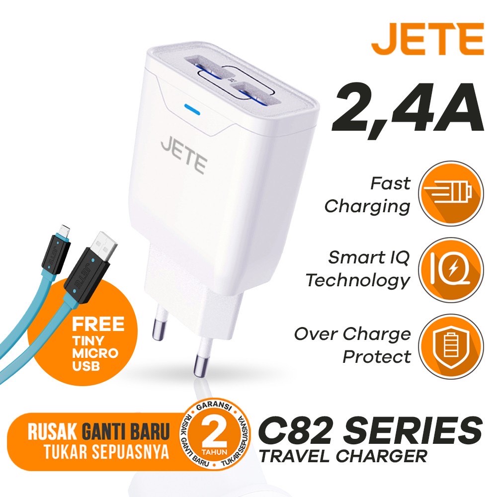 JETE Charger C82 2USB 2.4A + Kabel Micro USB JETE Charger C82 2USB 2.4A + Kabel Micro USB