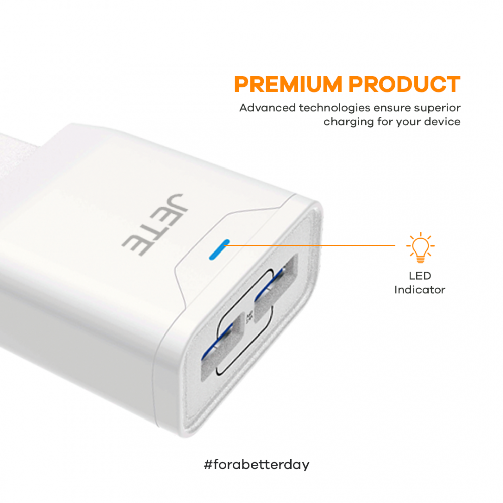 JETE Charger C82 2USB 2.4A + Kabel Micro USB