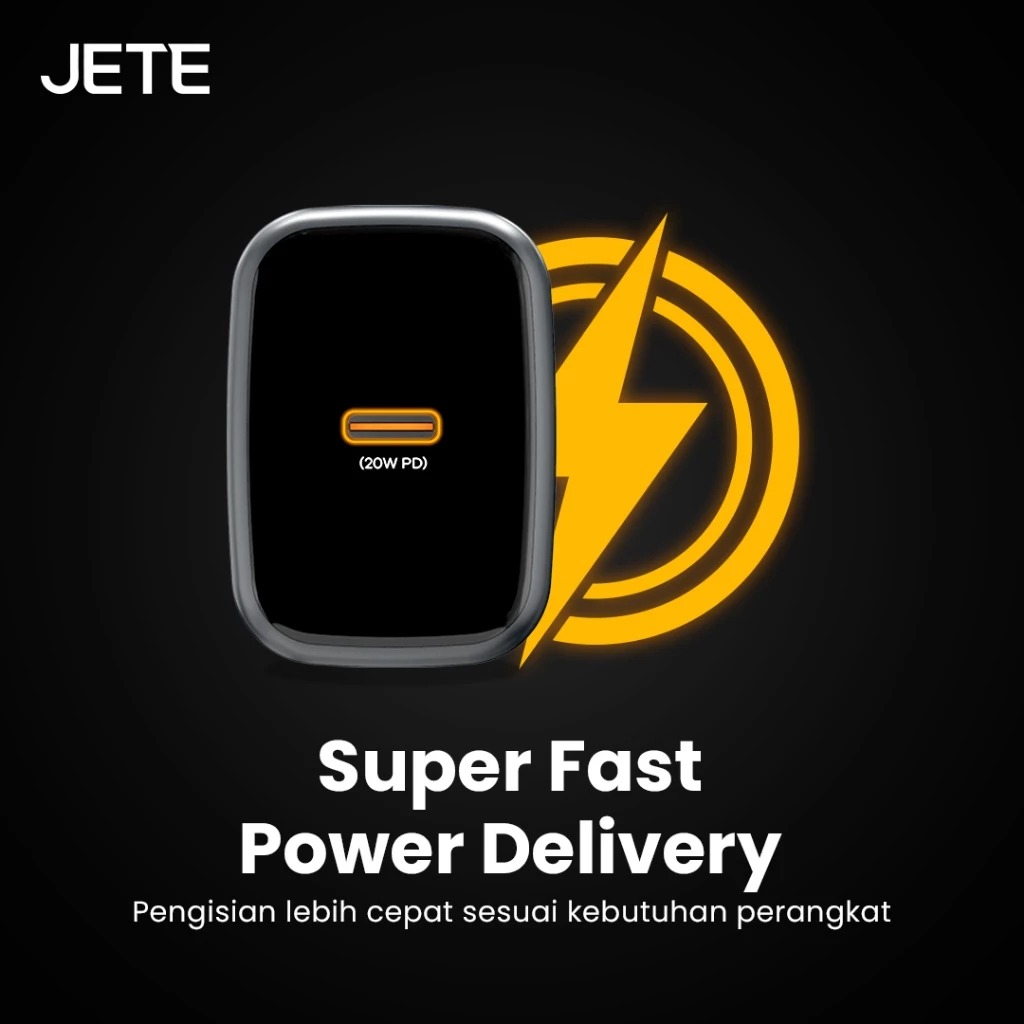 JETE Adaptor Batok C83 Type C 20W (Include Kabel USB C to USB C Fast Charging)
