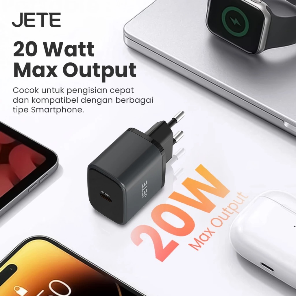 JETE Adaptor Batok C83 Type C 20W (Include Kabel USB C to USB C Fast Charging)