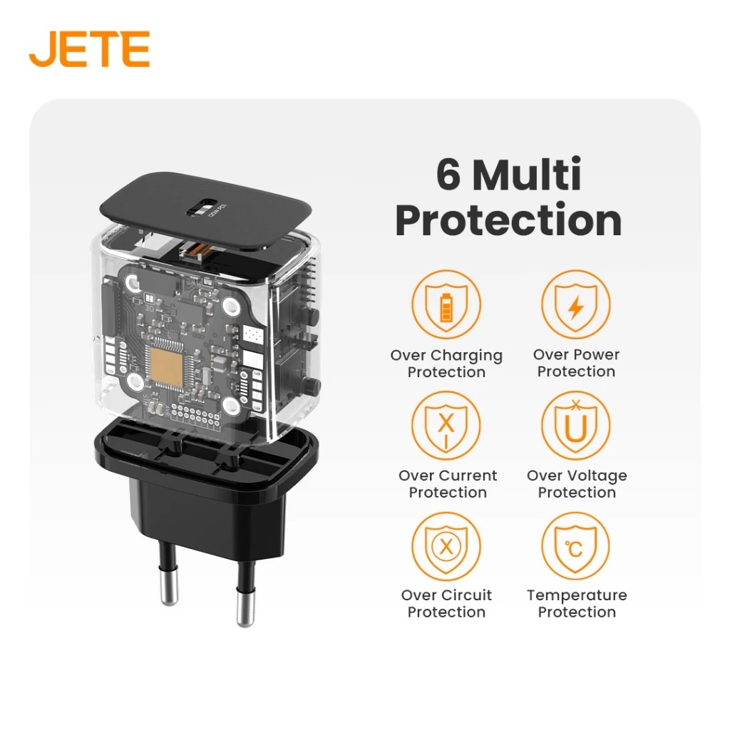 JETE Adaptor Batok C83 Type C 20W (Include Kabel USB C to USB C Fast Charging)