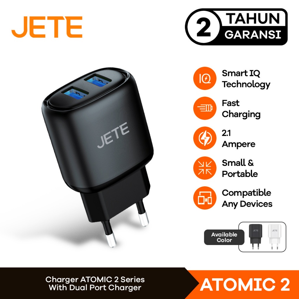 JETE Charger Atomic 2 + Kabel Micro USB 2.1A JETE Charger Atomic 2 + Kabel Micro USB 2.1A
