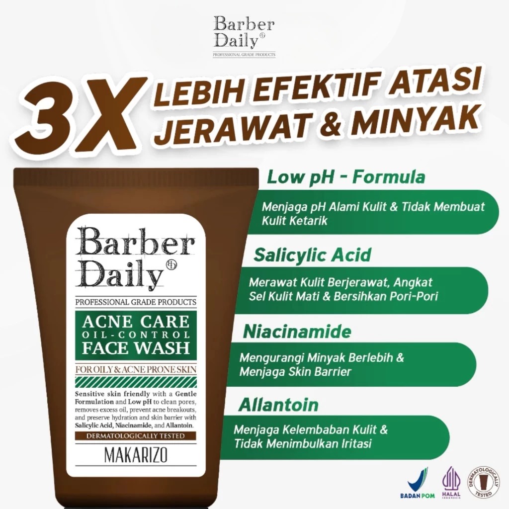 Makarizo Barber Daily Acne Care Oil Control Face Wash 100ml