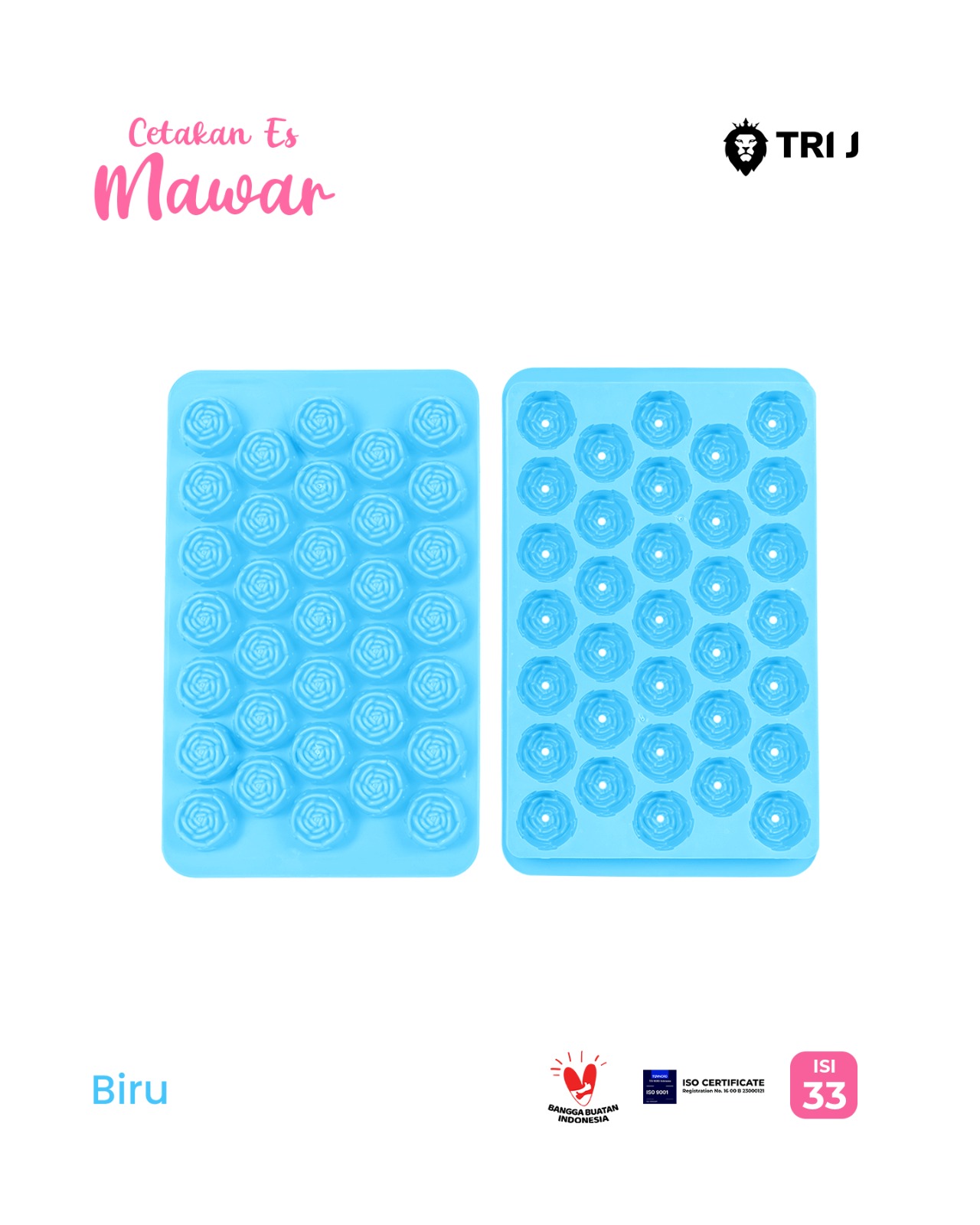 TRI J - Cetakan Es Motif Mawar + Tutup Isi 33 - Cetakan Es Batu Jelly