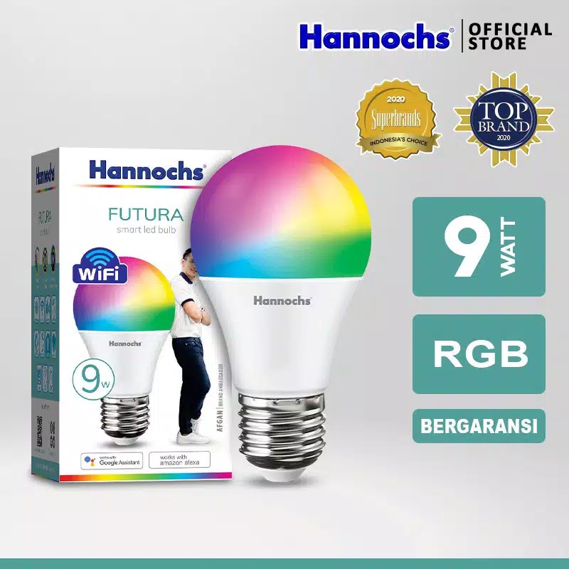HANNOCHS WiFi Futura Smart LED Bohlam 9 Watt (9W) RGB HANNOCHS WiFi Futura Smart LED Bohlam 9 Watt (9W) RGB