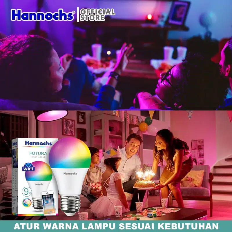 HANNOCHS WiFi Futura Smart LED Bohlam 9 Watt (9W) RGB HANNOCHS WiFi Futura Smart LED Bohlam 9 Watt (9W) RGB