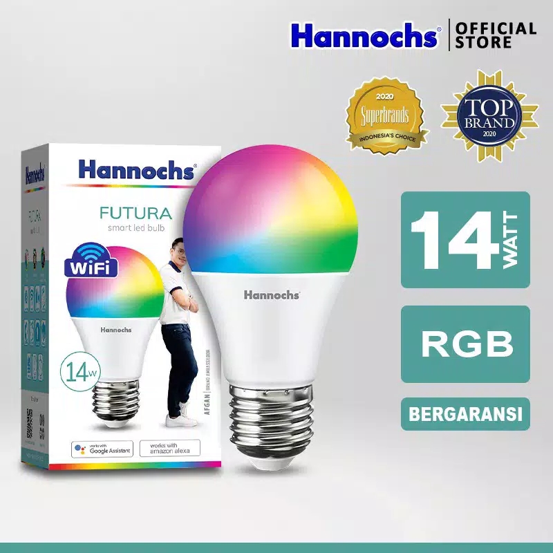 HANNOCHS WiFi Futura Smart LED Bohlam 14 Watt (14W) RGB