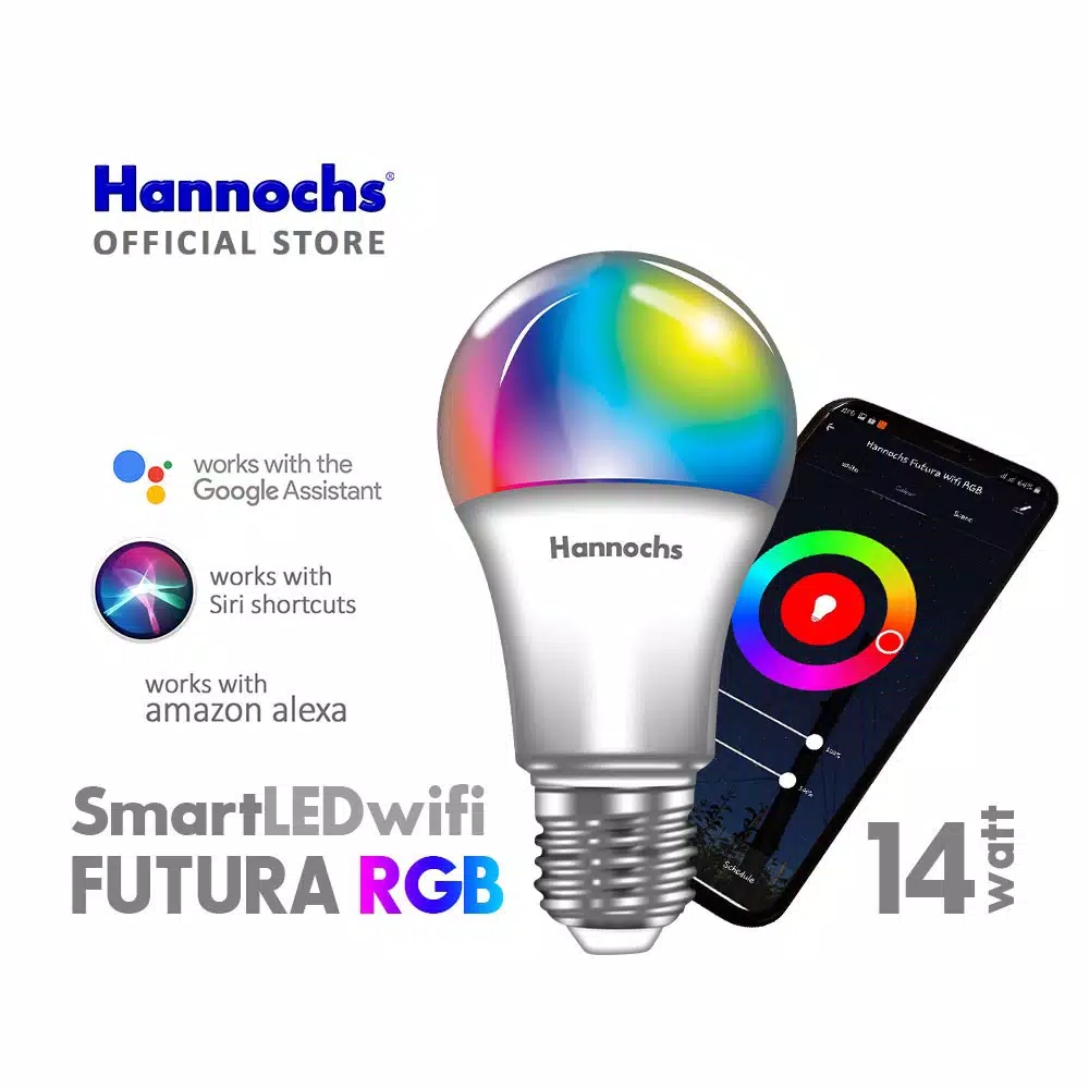 HANNOCHS WiFi Futura Smart LED Bohlam 14 Watt (14W) RGB