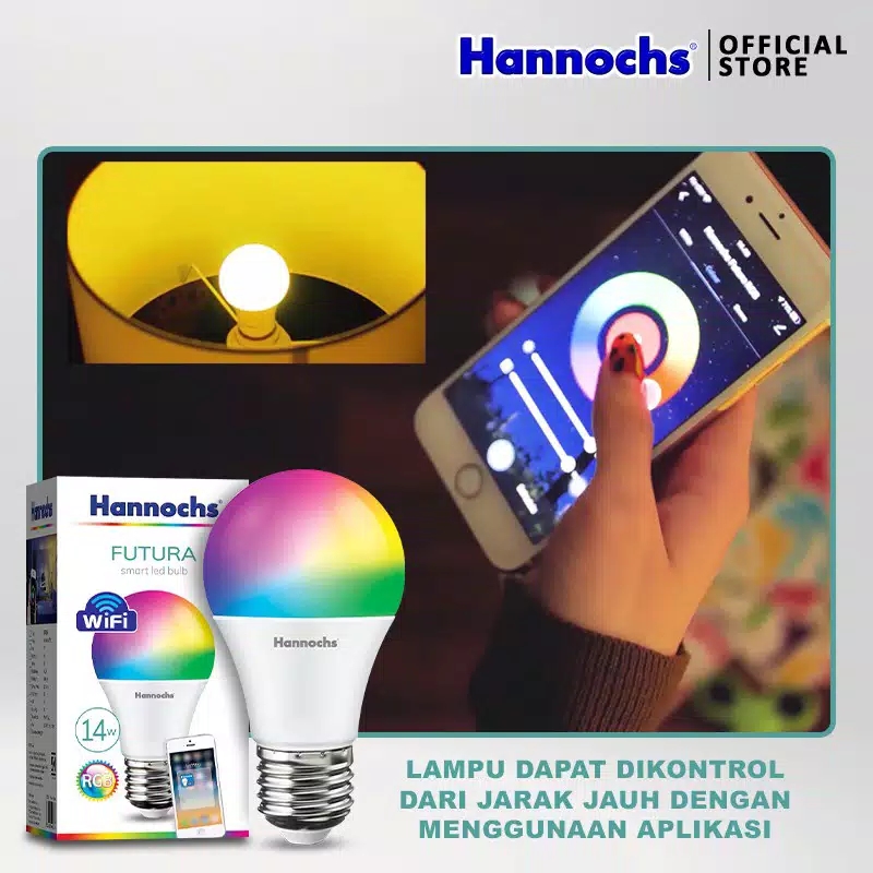 HANNOCHS WiFi Futura Smart LED Bohlam 14 Watt (14W) RGB