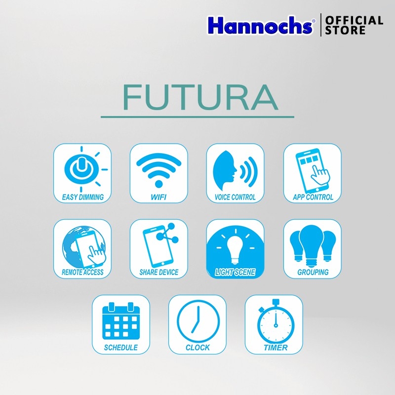 HANNOCHS WiFi Futura Smart LED Bohlam 14 Watt (14W) RGB