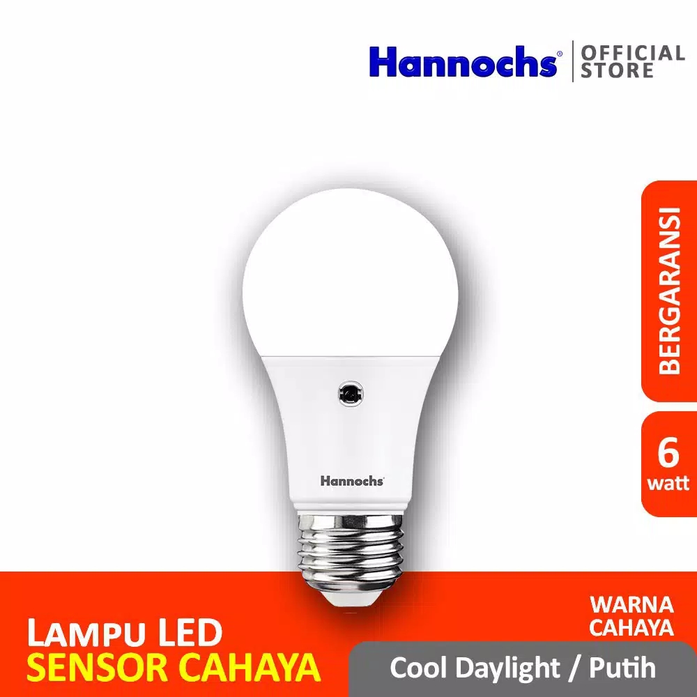 HANNOCHS Light Sensor Bohlam LED 6 Watt (6W) CDL - Bohlam Sensor Cahaya