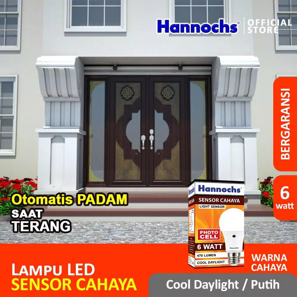 HANNOCHS Light Sensor Bohlam LED 6 Watt (6W) CDL - Bohlam Sensor Cahaya