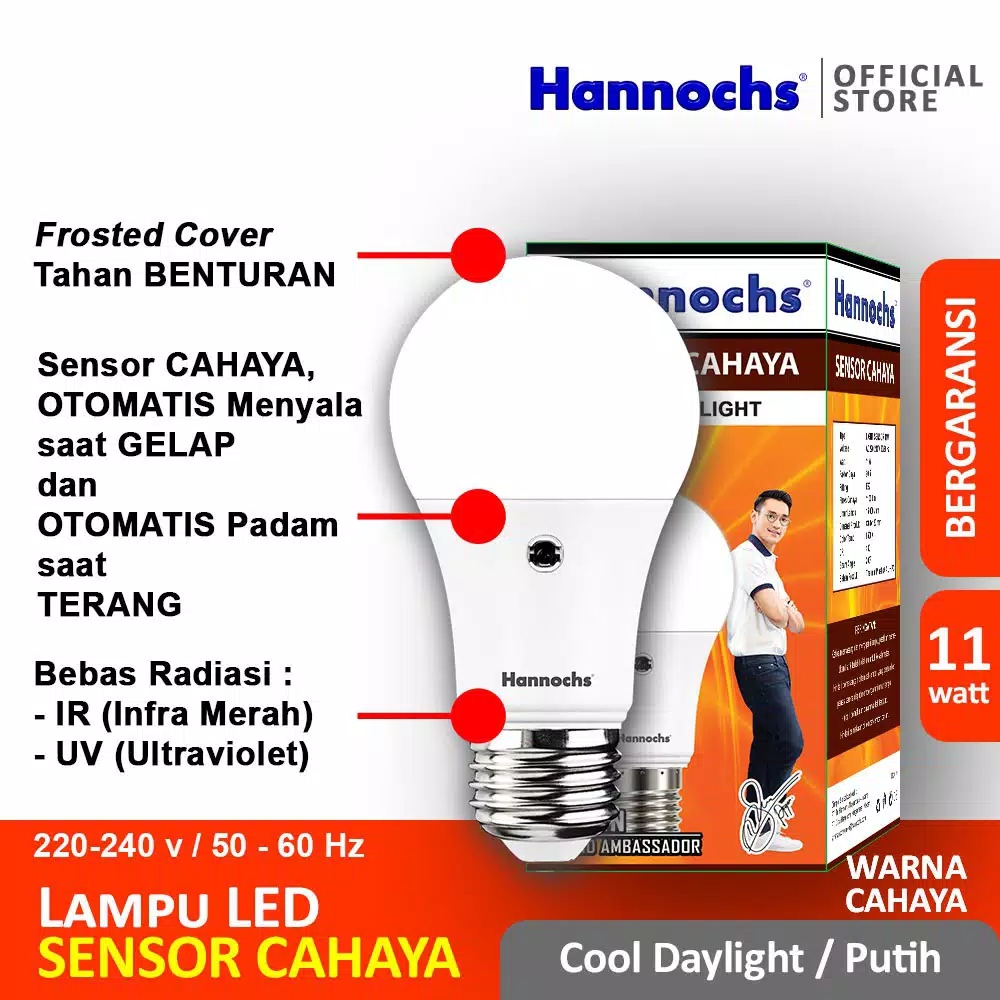 HANNOCHS Light Sensor Bohlam LED 11 Watt (11W) CDL - Bohlam Sensor Cahaya HANNOCHS Light Sensor Bohlam LED 11 Watt (11W) CDL - Bohlam Sensor Cahaya