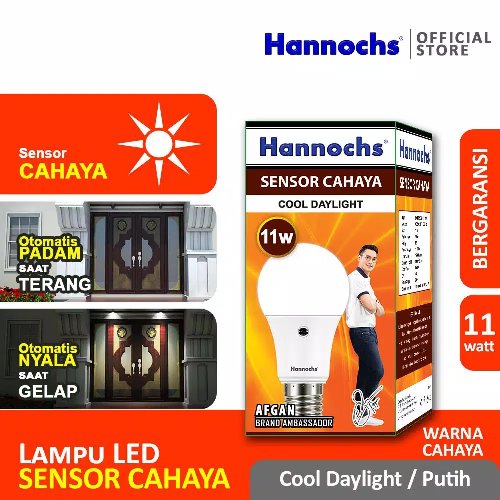 HANNOCHS Light Sensor Bohlam LED 11 Watt (11W) CDL - Bohlam Sensor Cahaya HANNOCHS Light Sensor Bohlam LED 11 Watt (11W) CDL - Bohlam Sensor Cahaya
