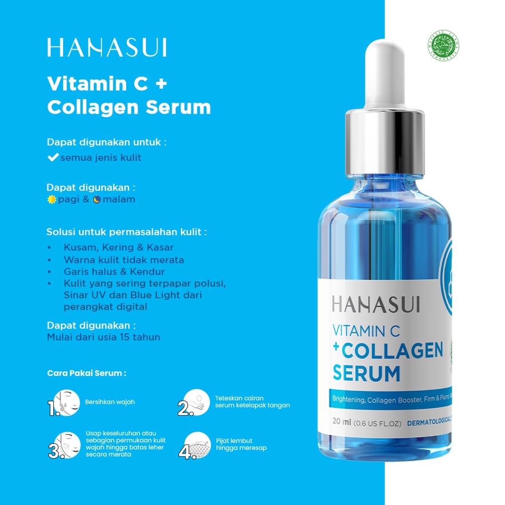 HANASUI Serum Vitamin C + Collagen 20ml Renew (Biru)