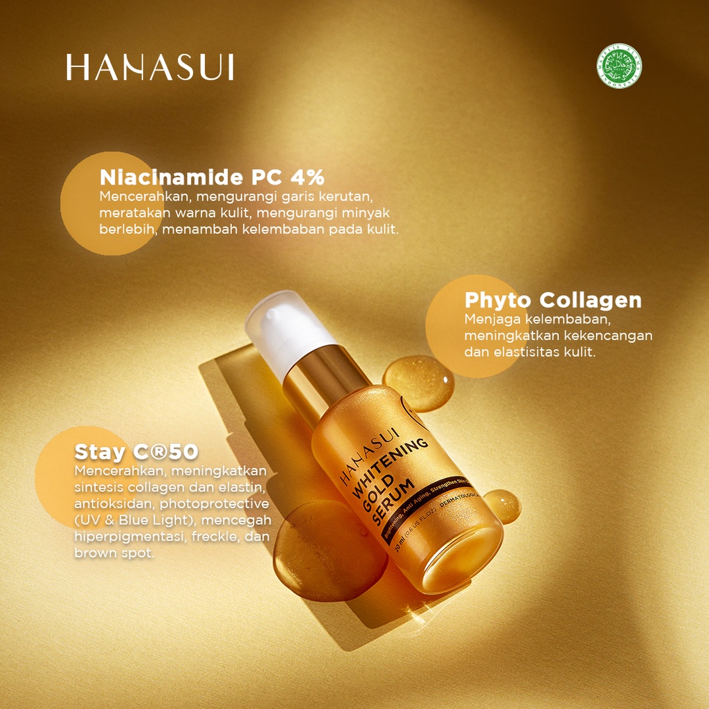 HANASUI Serum Whitening Gold 20ml Renew  (Gold)
