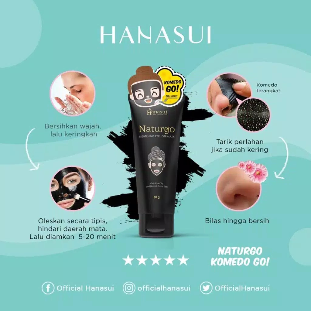 HANASUI Naturgo Peel Off Mask Kemasan TUBE 60gr