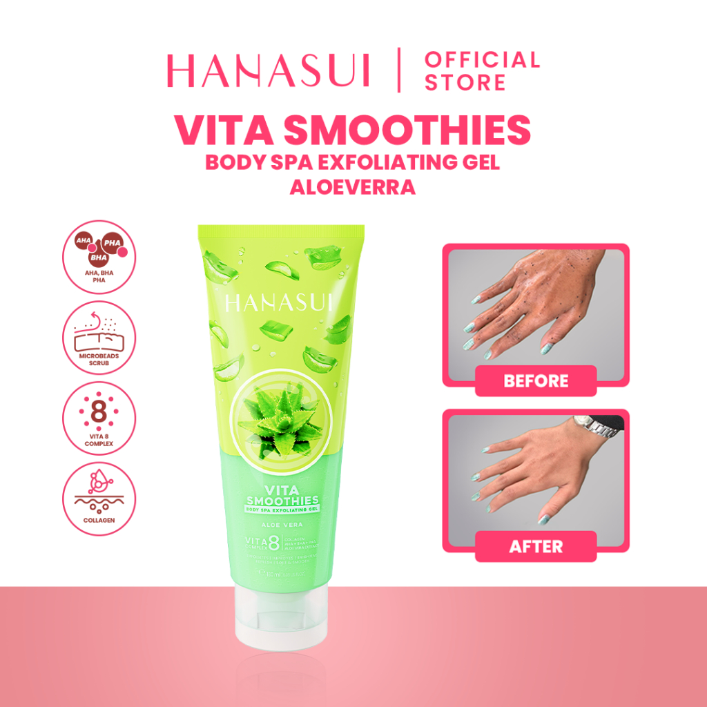 Hanasui Vita Smoothies Body Spa Exfoliating Gel 180ml - Aloe Vera Hanasui Vita Smoothies Body Spa Exfoliating Gel 180ml - Aloe Vera