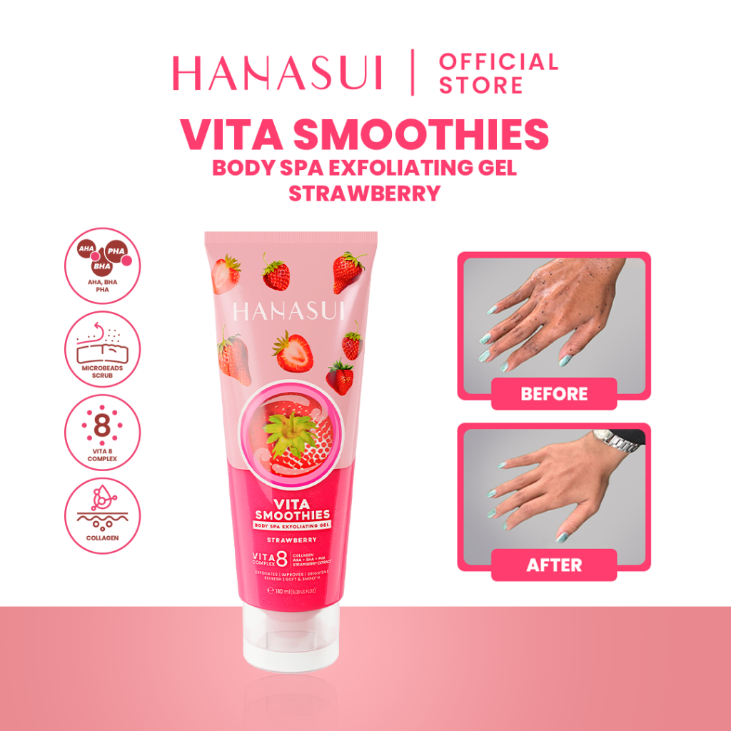 Hanasui Vita Smoothies Body Spa Exfoliating Gel 180ml - Strawberry Hanasui Vita Smoothies Body Spa Exfoliating Gel 180ml - Strawberry