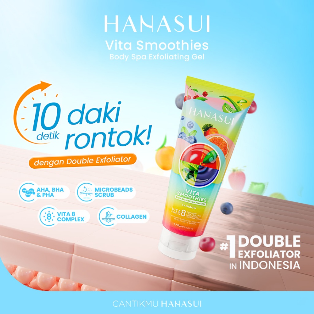 Hanasui Vita Smoothies Body Spa Exfoliating Gel 180ml - Strawberry