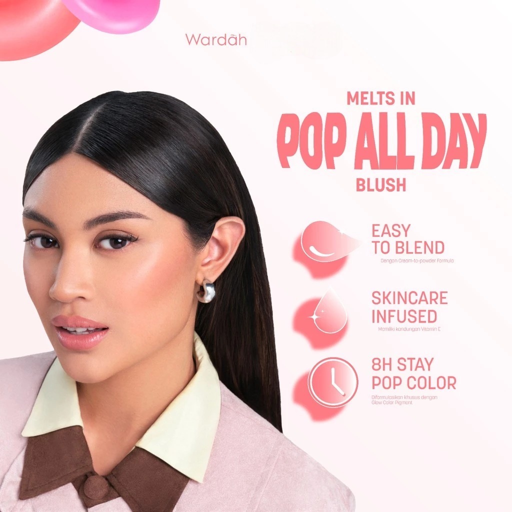 Wardah Colorfit Melt to Pop Cream Blush 3gr - 01 Sand Coral