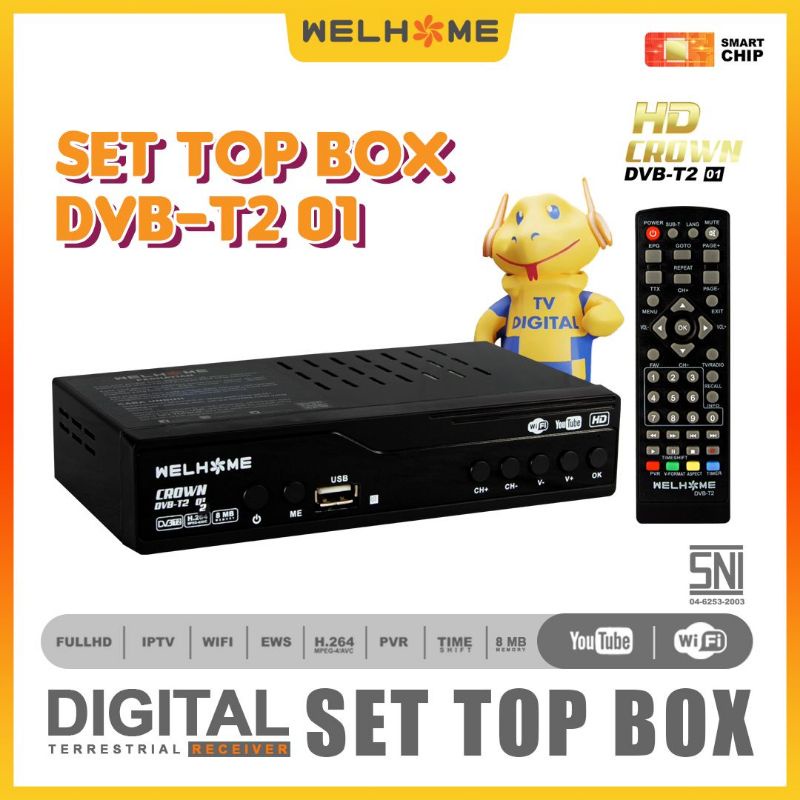 Welhome Set Top Box STB DVB T2 - Digital Terrestrial Receiver Welhome Set Top Box STB DVB T2 - Digital Terrestrial Receiver