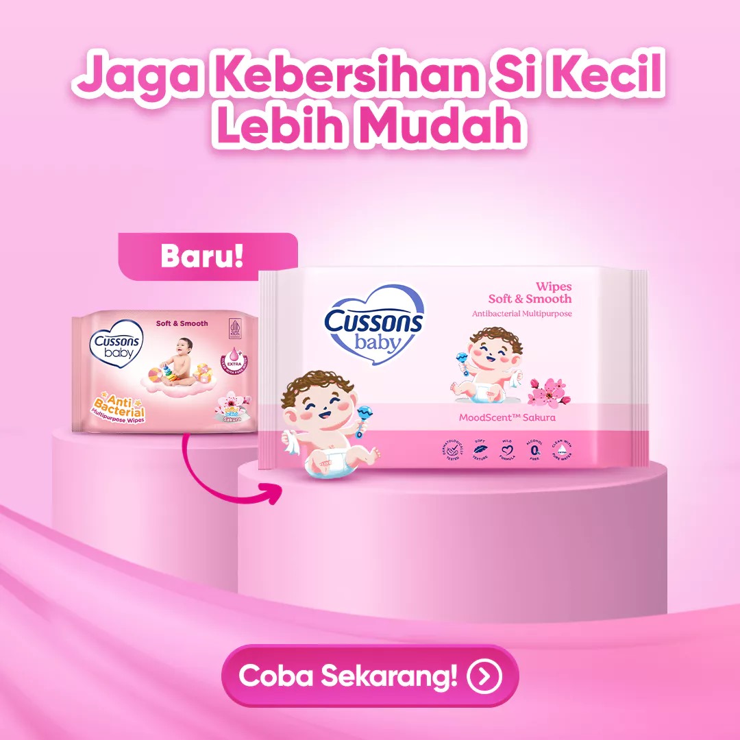 (Beli 1 Gratis 2) Cussons Baby Wipes Tissue Basah 45s - Pink