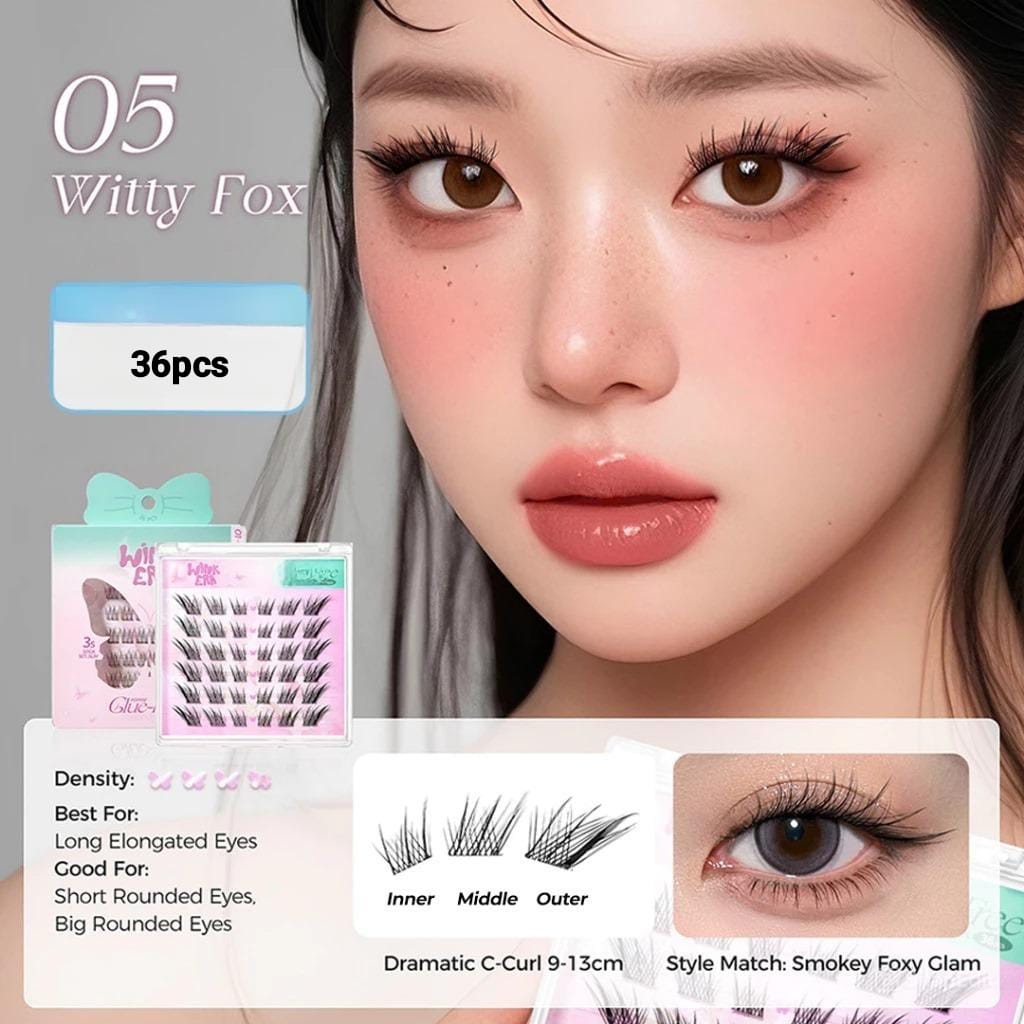 Glam Fix Wink Era Magnetic Poppin Glue-Free Cluster Eyelash (Isi 36pcs) - 05 Witty Fox