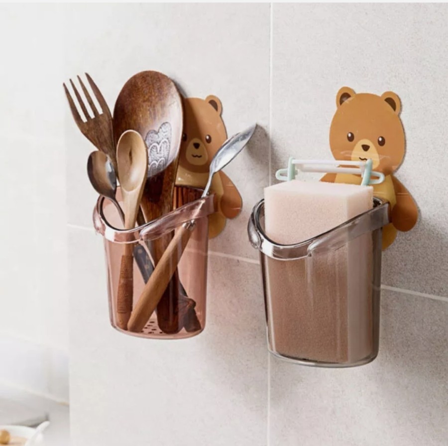 Rak Sikat Gigi Model Gantungan Tempel Gelas Beruang