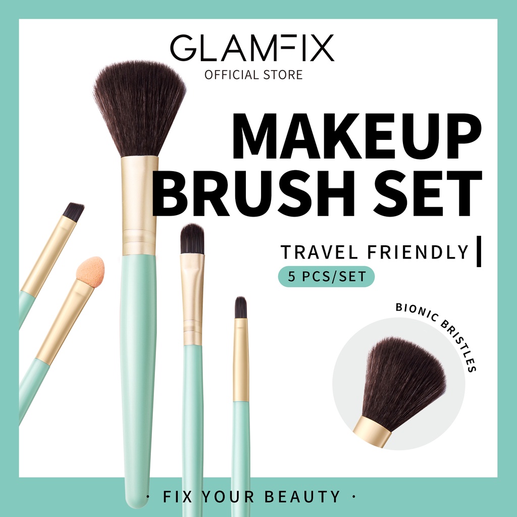 Glam Fix Excellent Brush Set LAKE BLUE (Isi 5) - Kuas Makeup