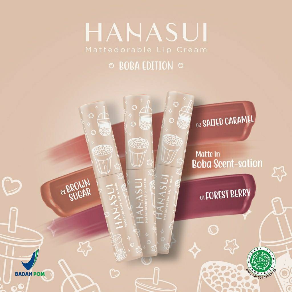 HANASUI Mattedorable Lip Cream BOBA Edition - 01 FOREST BERRY