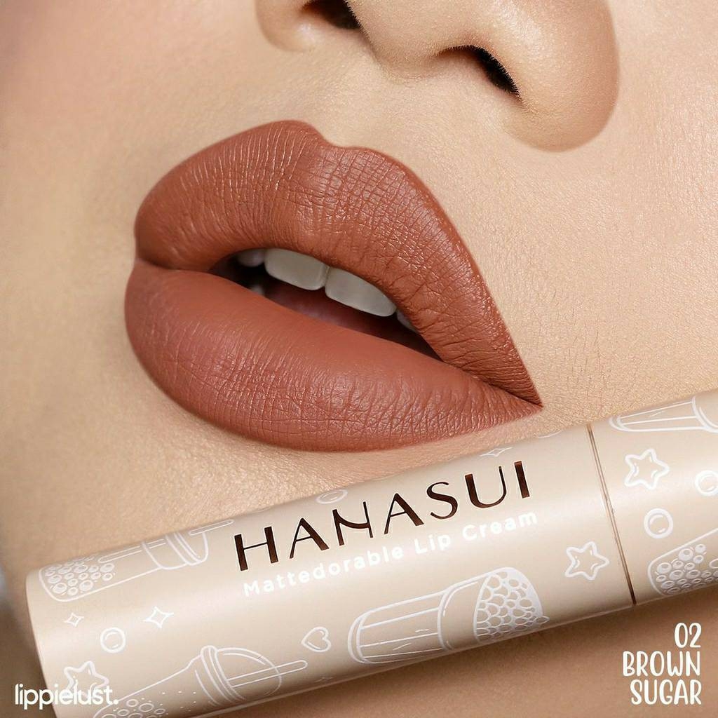 HANASUI Mattedorable Lip Cream BOBA Edition - 02 BROWN SUGAR