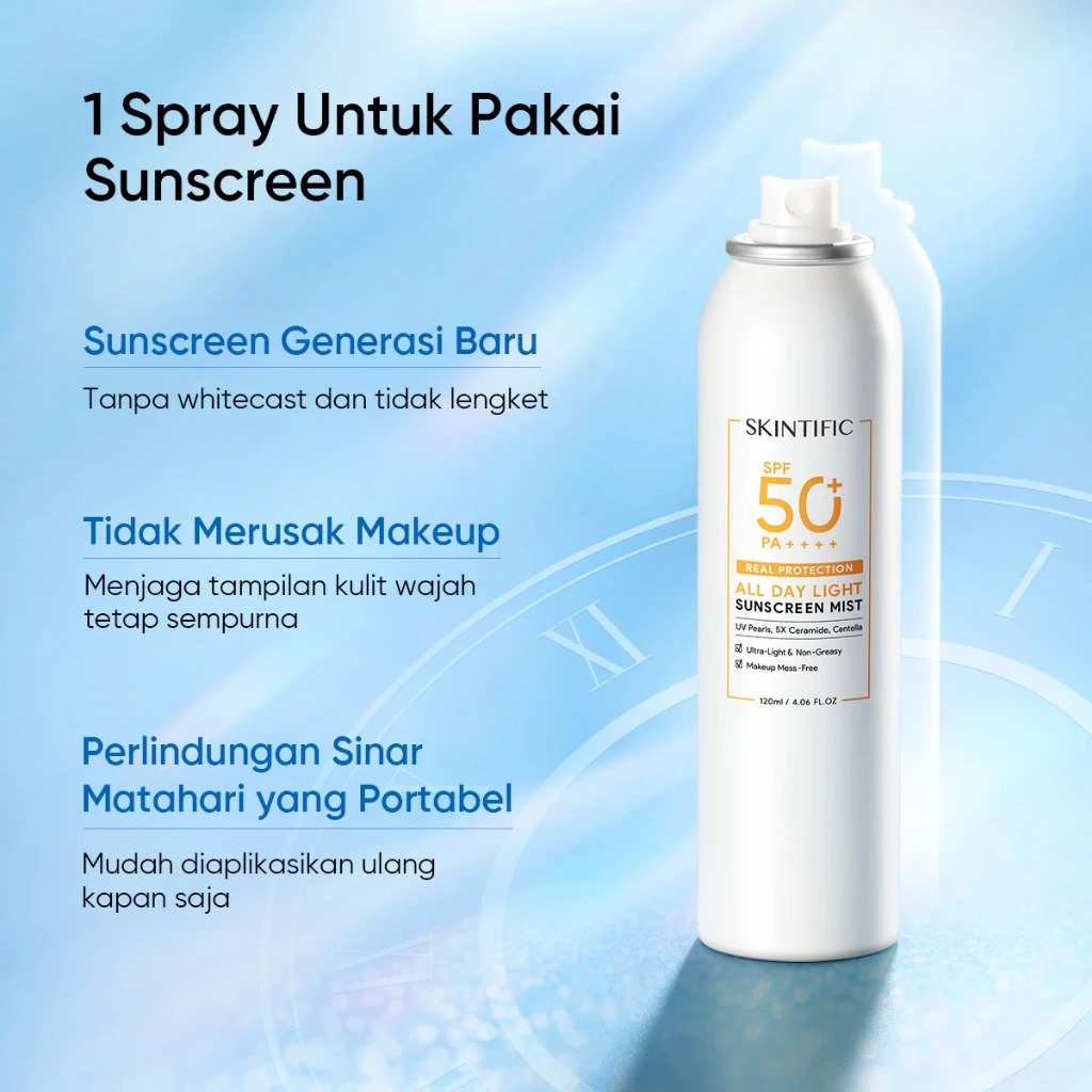 Skintific All Day Light Sunscreen Mist SPF 50+ PA++++ 70ml Skintific All Day Light Sunscreen Mist SPF 50+ PA++++ 70ml
