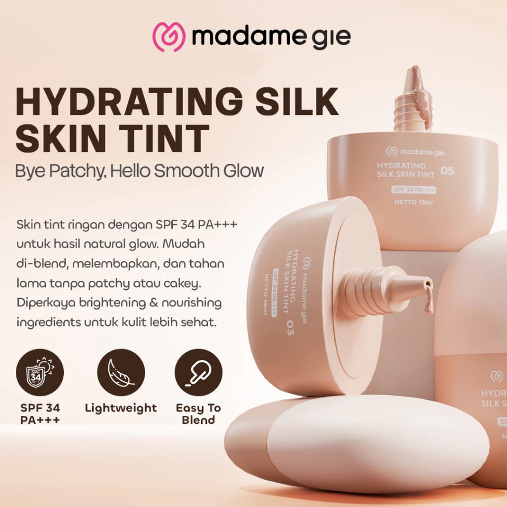 Madame Gie Hydrating Silk Skin Tint SPF34 PA+++ 15ml - 01 Fair Cool