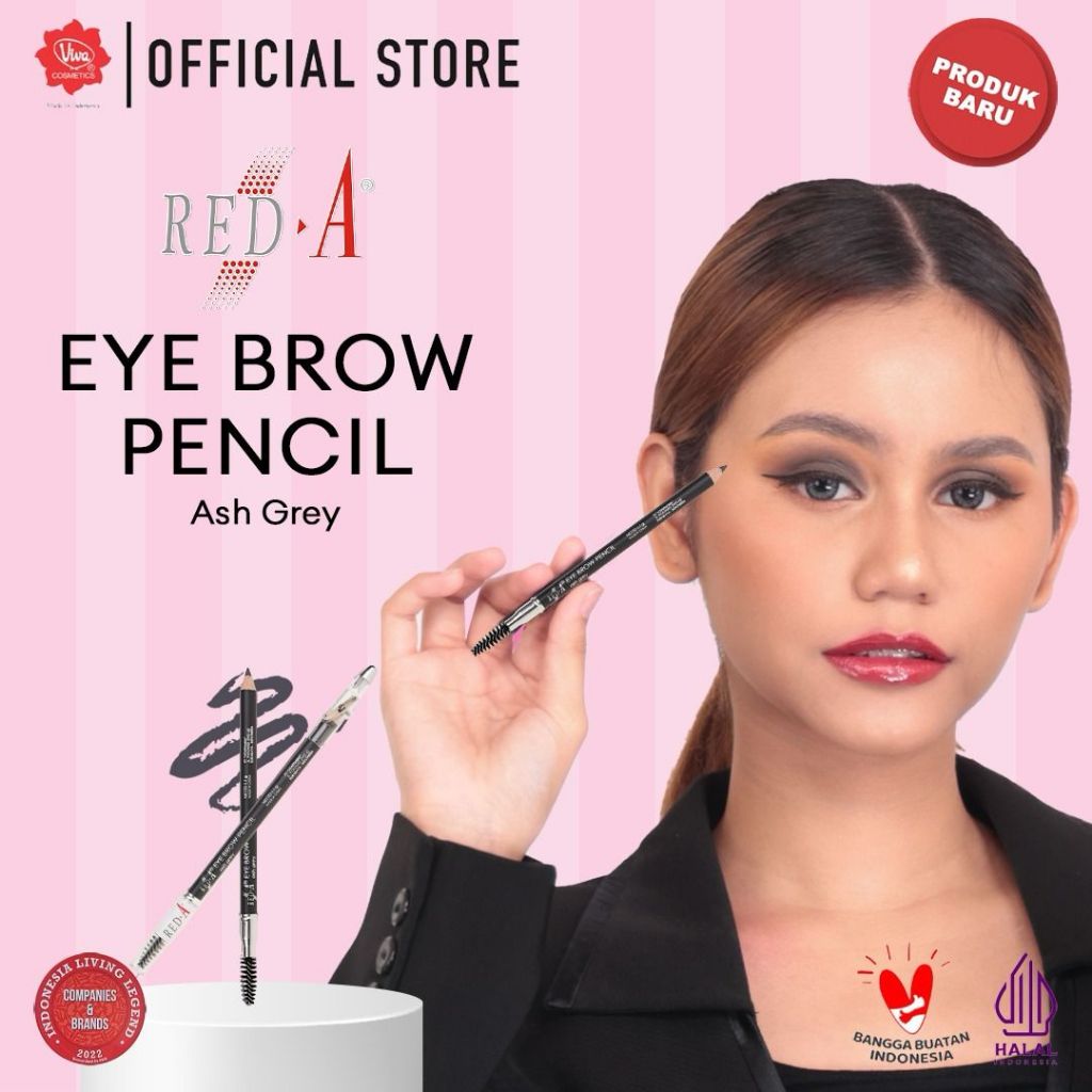 Red-A Eye Brow Pencil 1.1gr (Pensil Alis) - Ash Grey