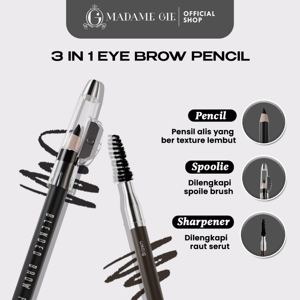 Madame Gie Blended Brow Pro 1.2gr (Pensil Alis) - Black